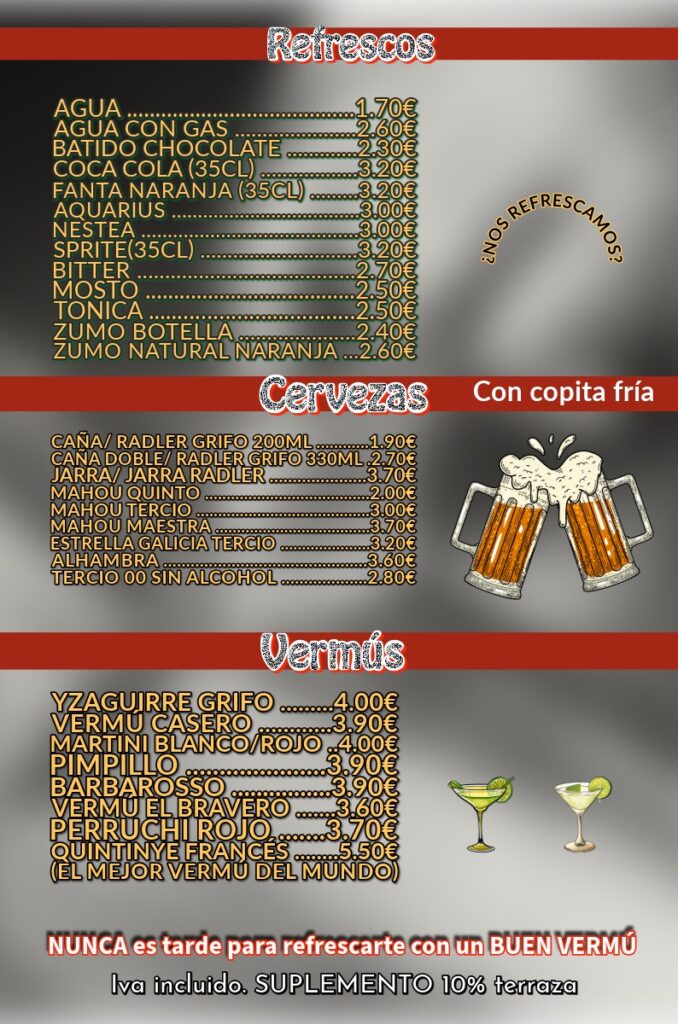 Bebidas - El Jamoncico de las 4 esquinas