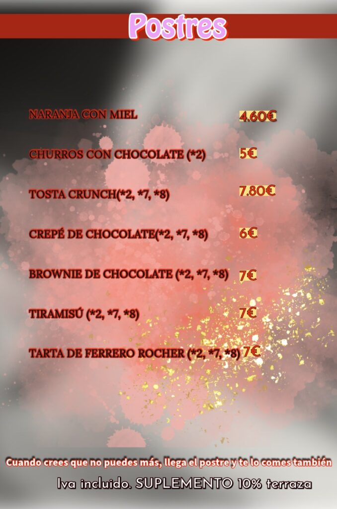 Postres - El Jamoncico de las 4 esquinas