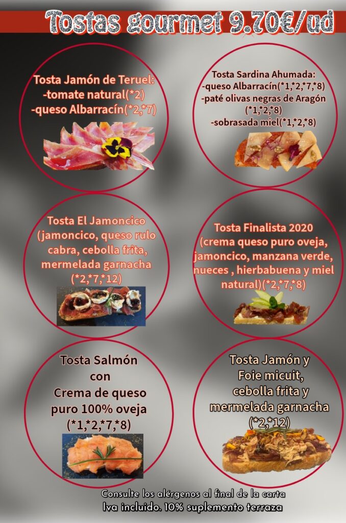 Tostas gourmet - El Jamoncico de las 4 esquinas